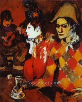  arlequin - In Lapin Agile or Harlequin with a Glass 1905 cubist Pablo Picasso